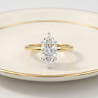 Gold Elongated Marquise Solitaire Ring
