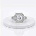Silver Split Shank Cushion Halo Ring