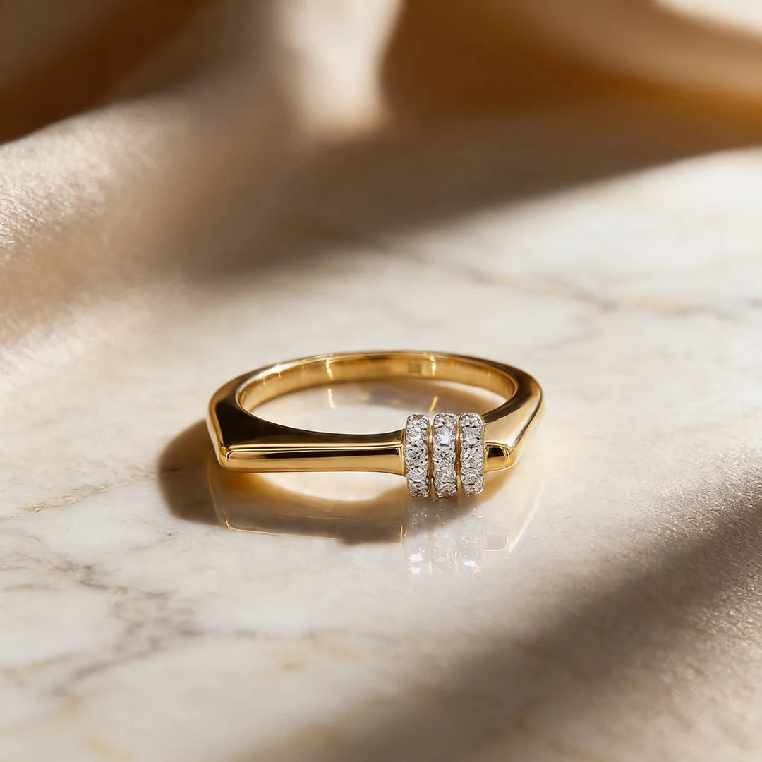 Gold Triple Row Accent Ring