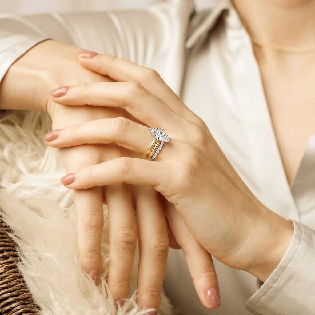 Gold Marquise Duo Ring Set