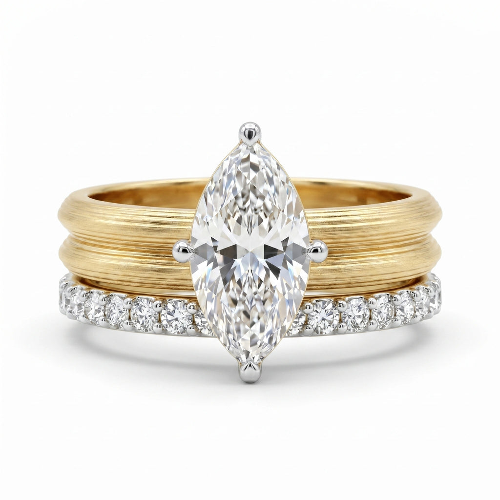 Gold Marquise Duo Ring Set
