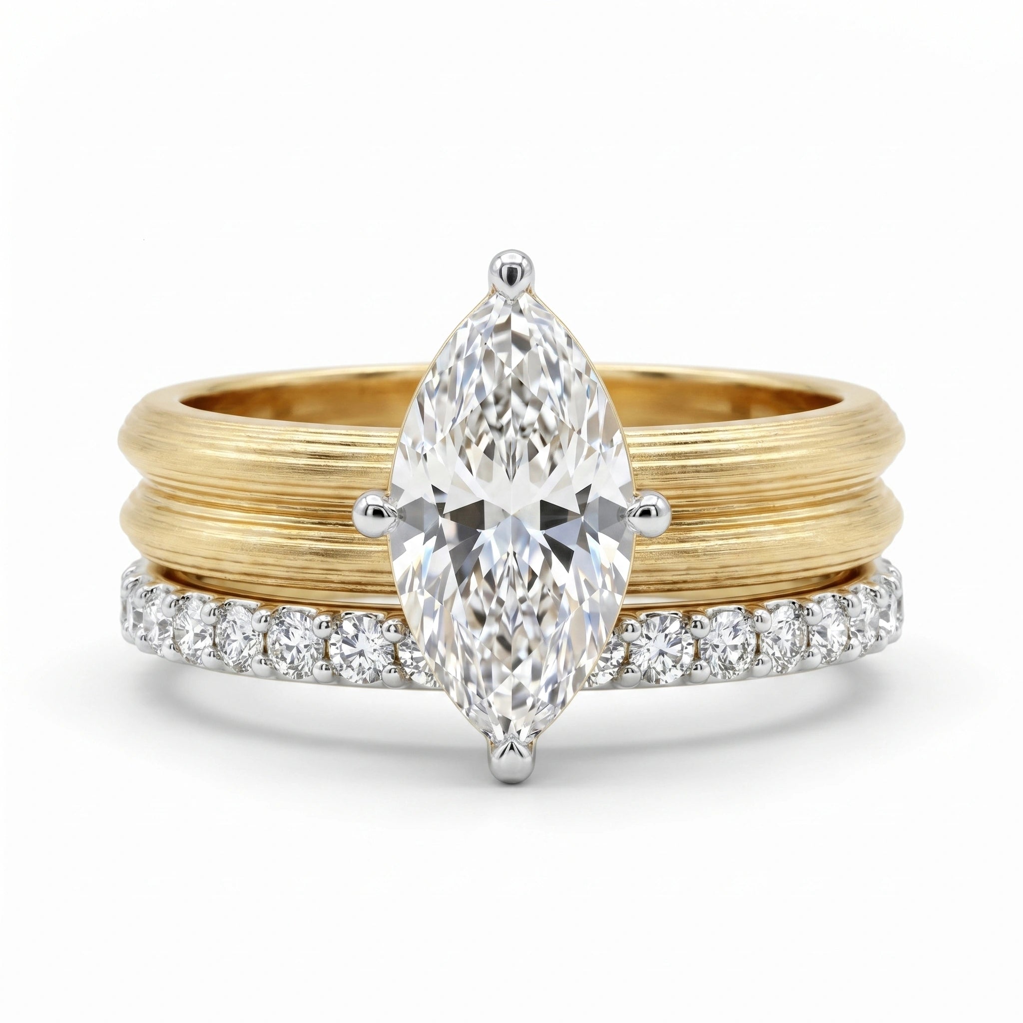 Gold Marquise Duo Ring Set