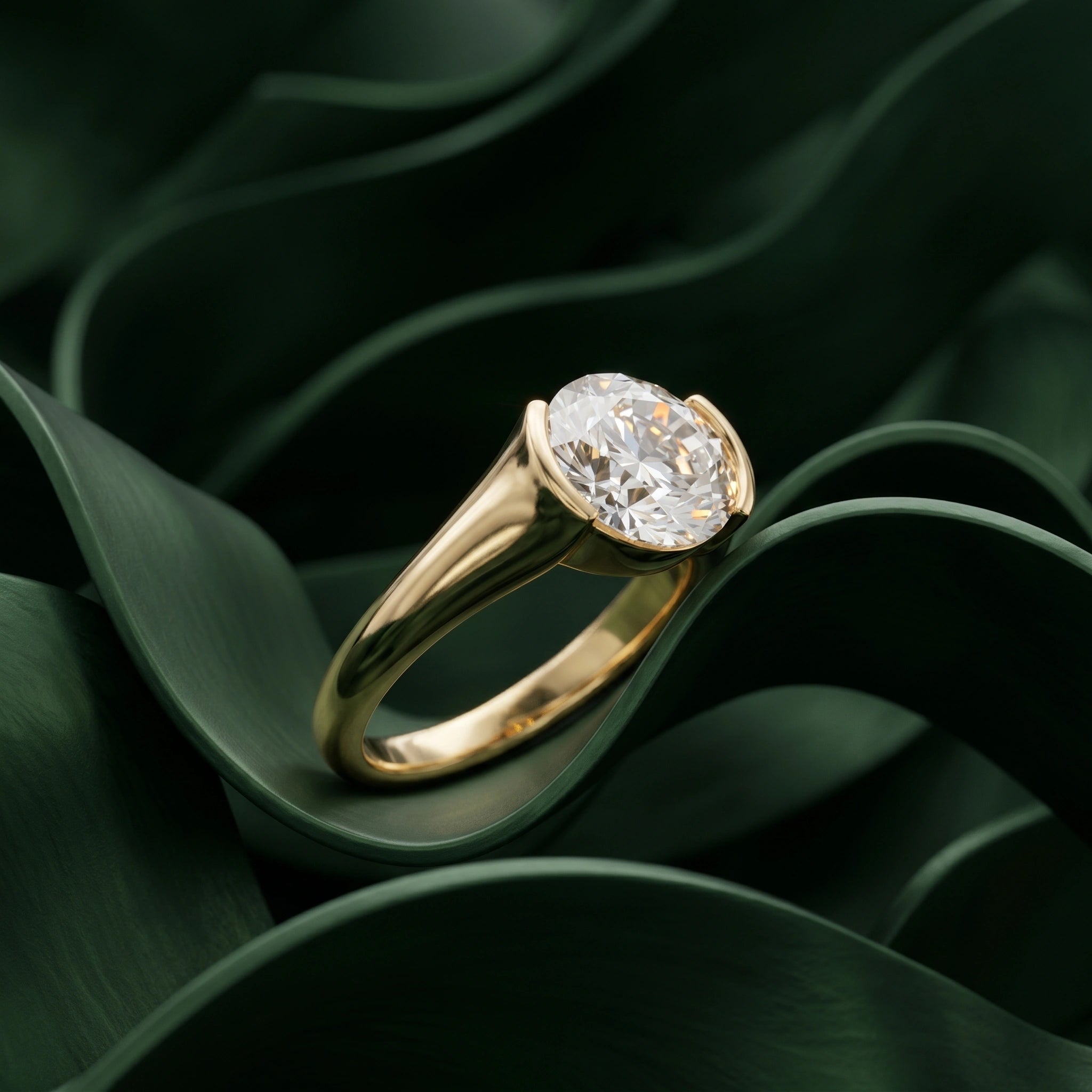 Gold Round Embrace Solitaire Ring