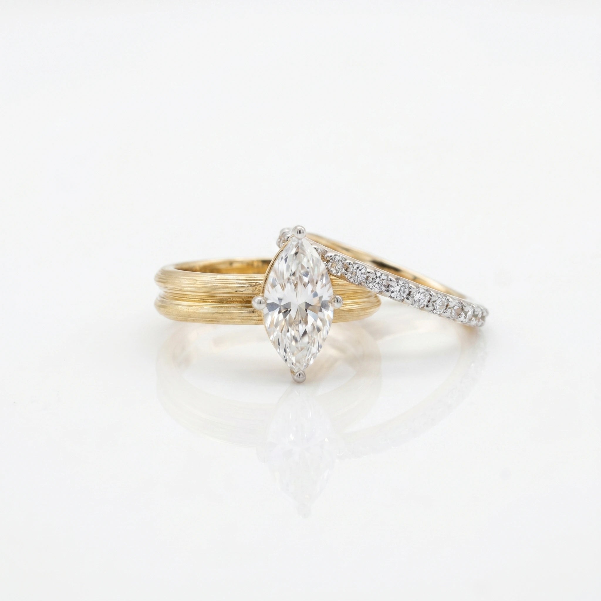Gold Marquise Duo Ring Set