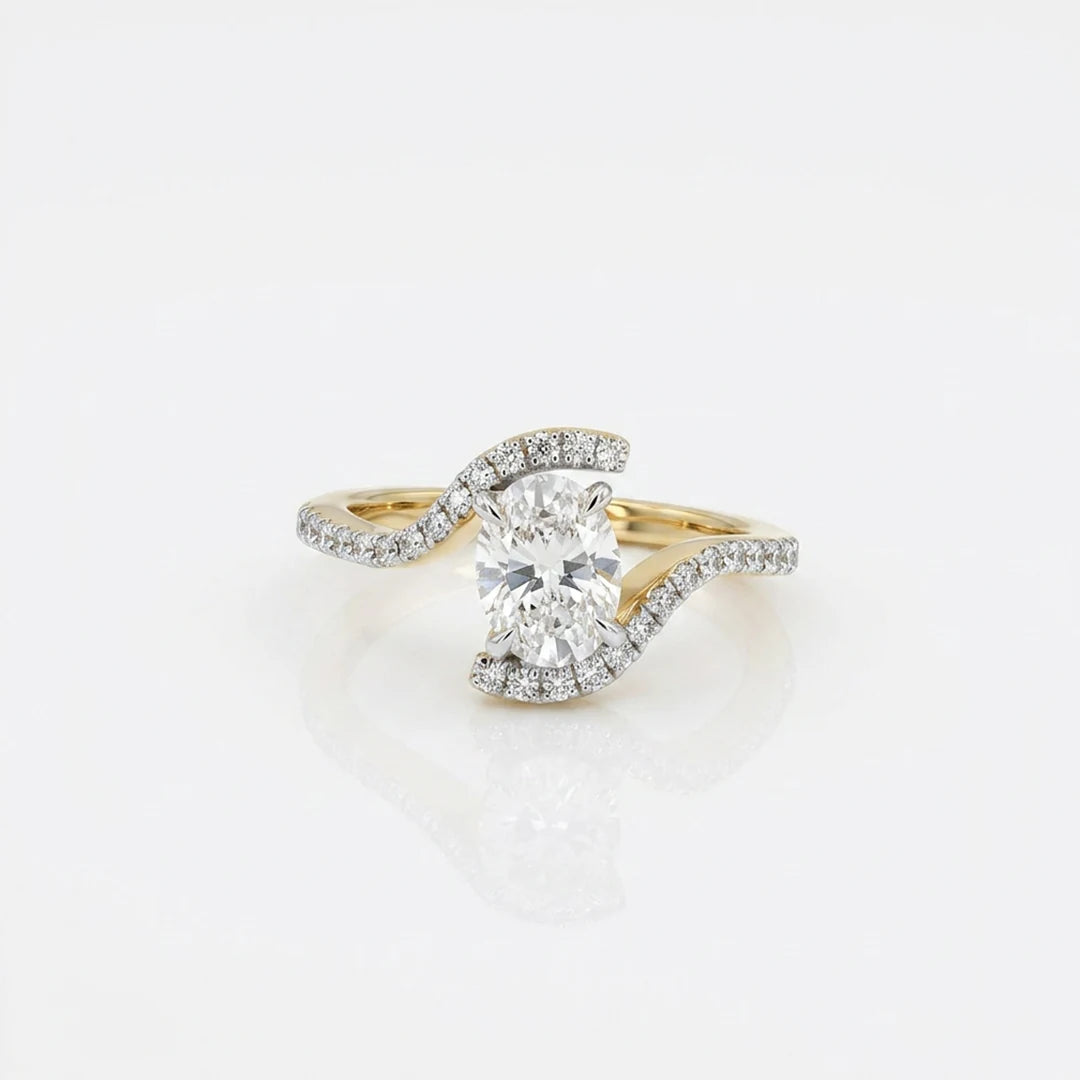 Gold Oval Twist Wrap Ring