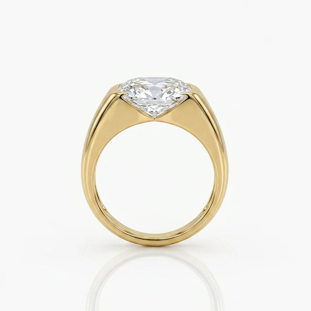 Gold Dome Set Round Simulated Diamond Ring