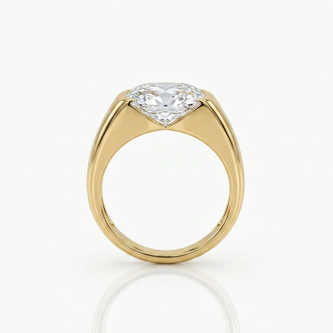Gold Dome Set Round Simulated Diamond Ring