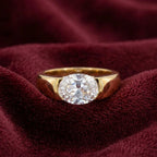 Gold Dome Set Round Simulated Diamond Ring