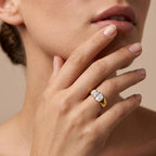 Gold Dome Set Round Simulated Diamond Ring