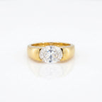 Gold Dome Set Round Simulated Diamond Ring