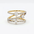 Gold Triple Curve Mosaic Ring