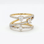 Gold Triple Curve Mosaic Ring