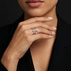 Gold Triple Curve Mosaic Ring