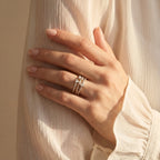 Gold Triple Curve Mosaic Ring