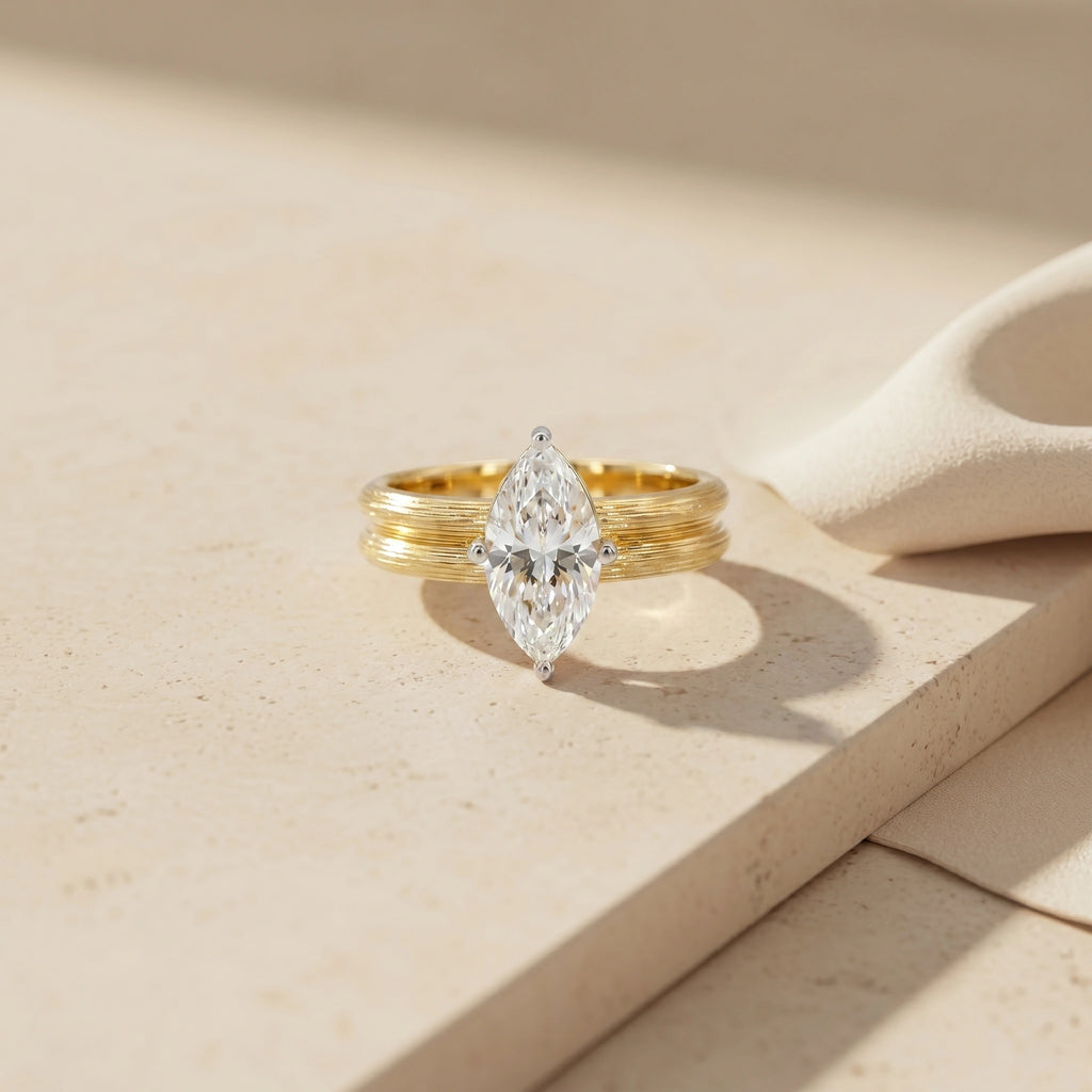 Gold Marquise Duo Ring Set