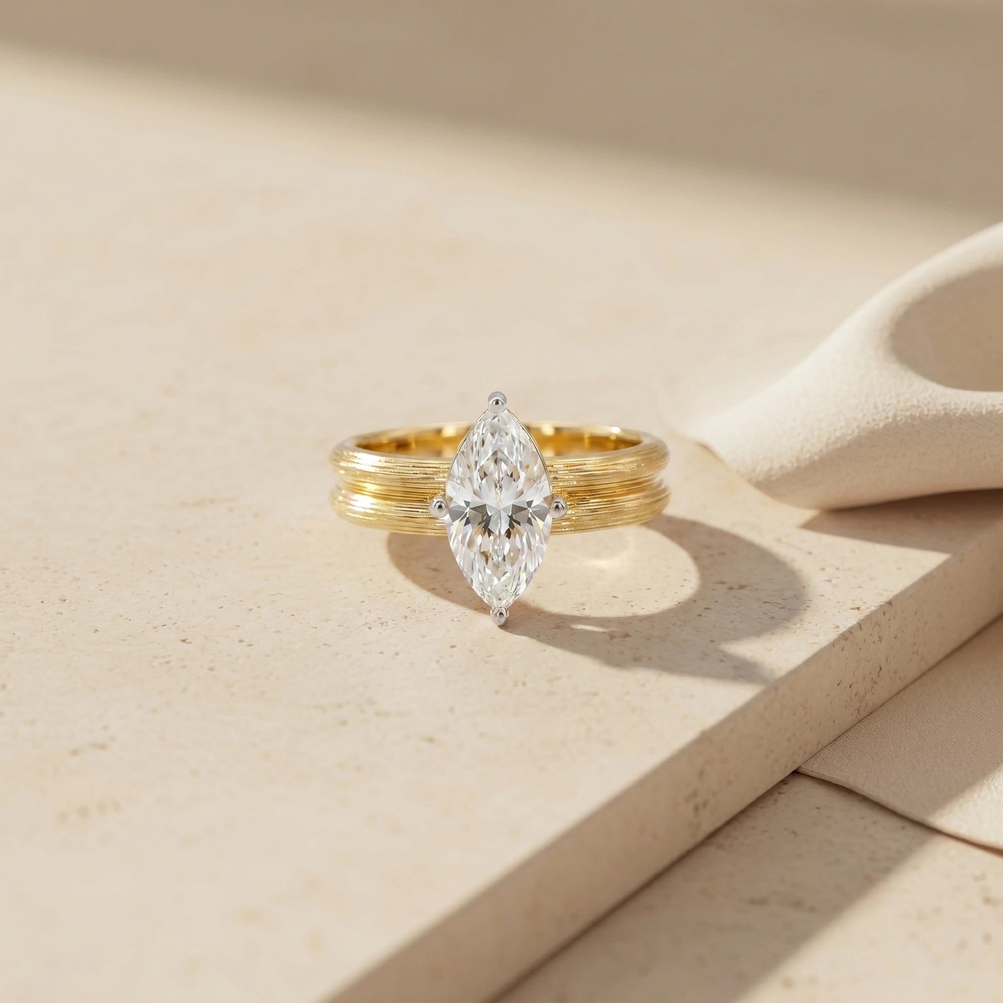 Gold Marquise Duo Ring Set