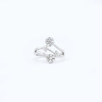 Silver Floral Bypass Cluster Ring