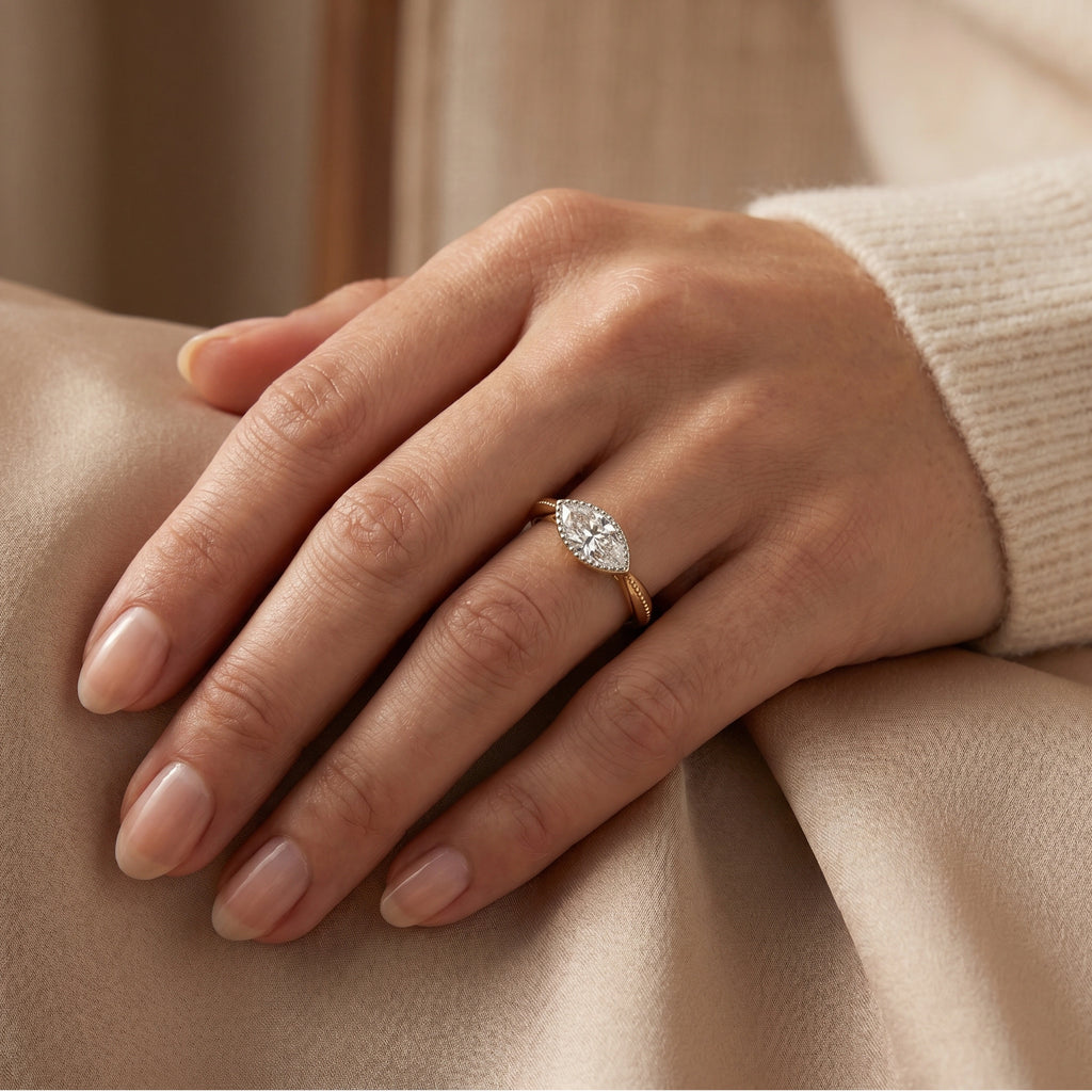 Gold Marquise Halo Ring