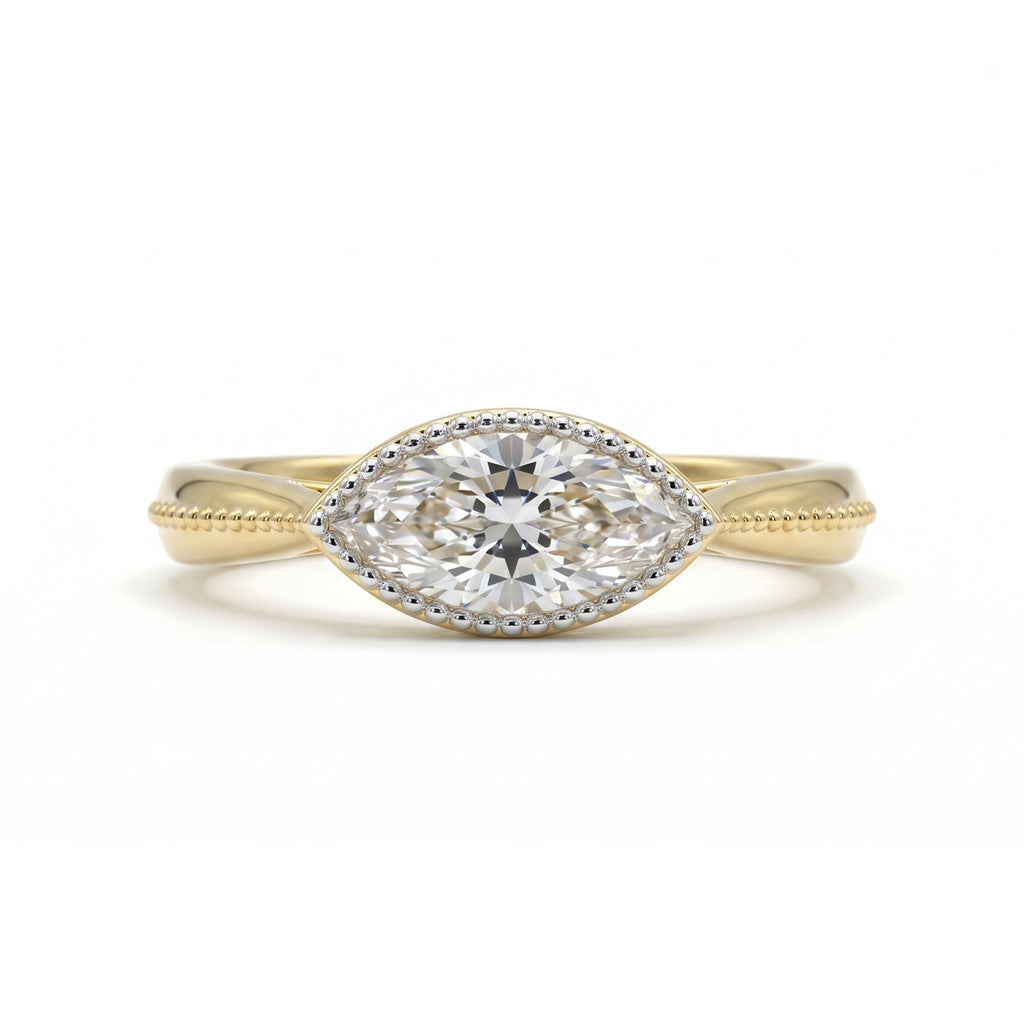 Gold Marquise Halo Ring