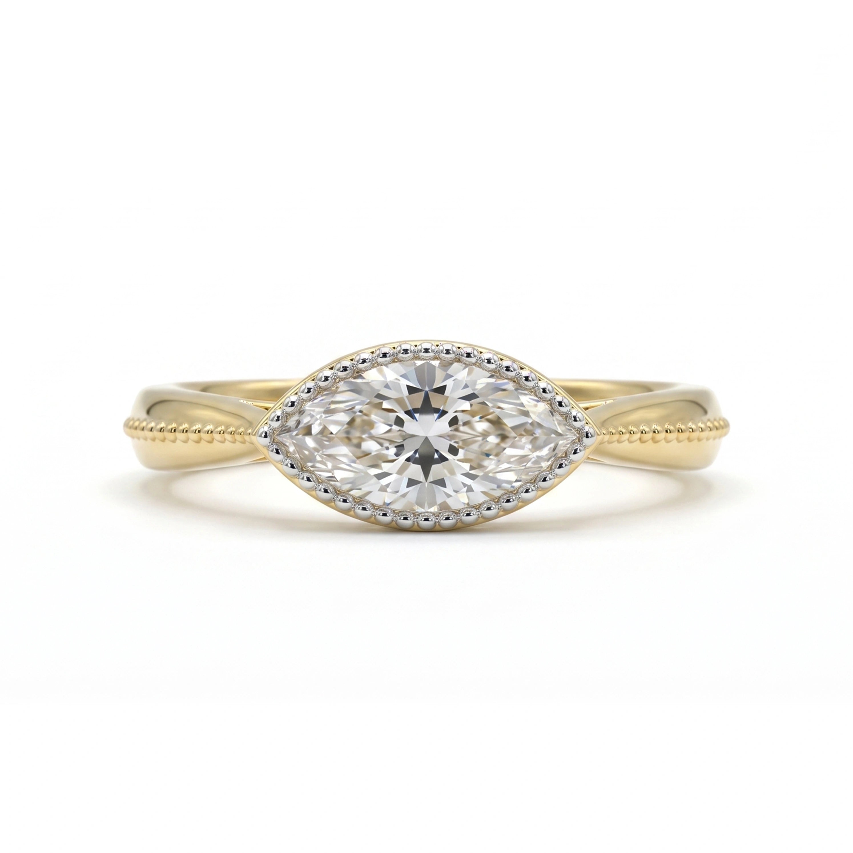 Gold Marquise Halo Ring