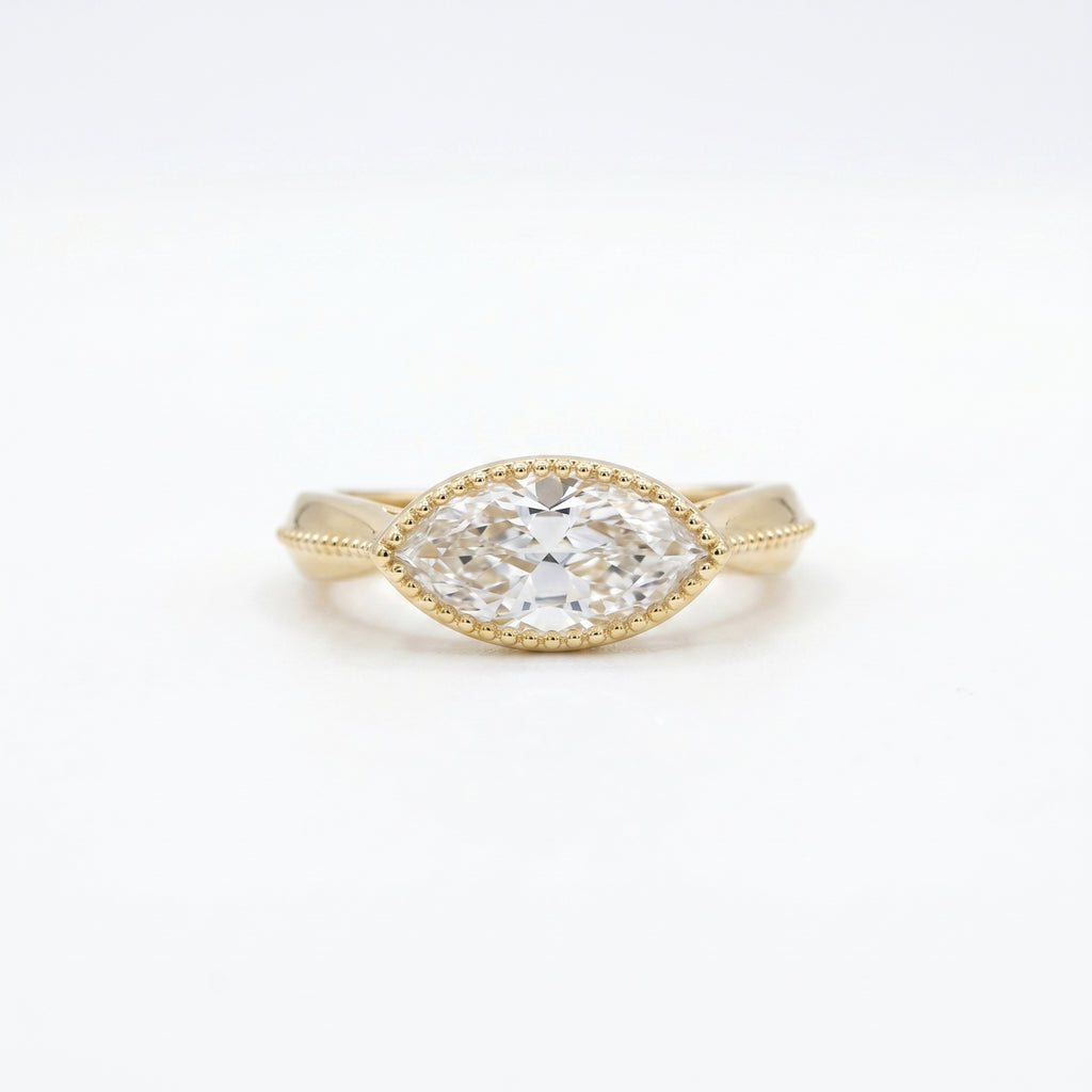 Gold Marquise Halo Ring