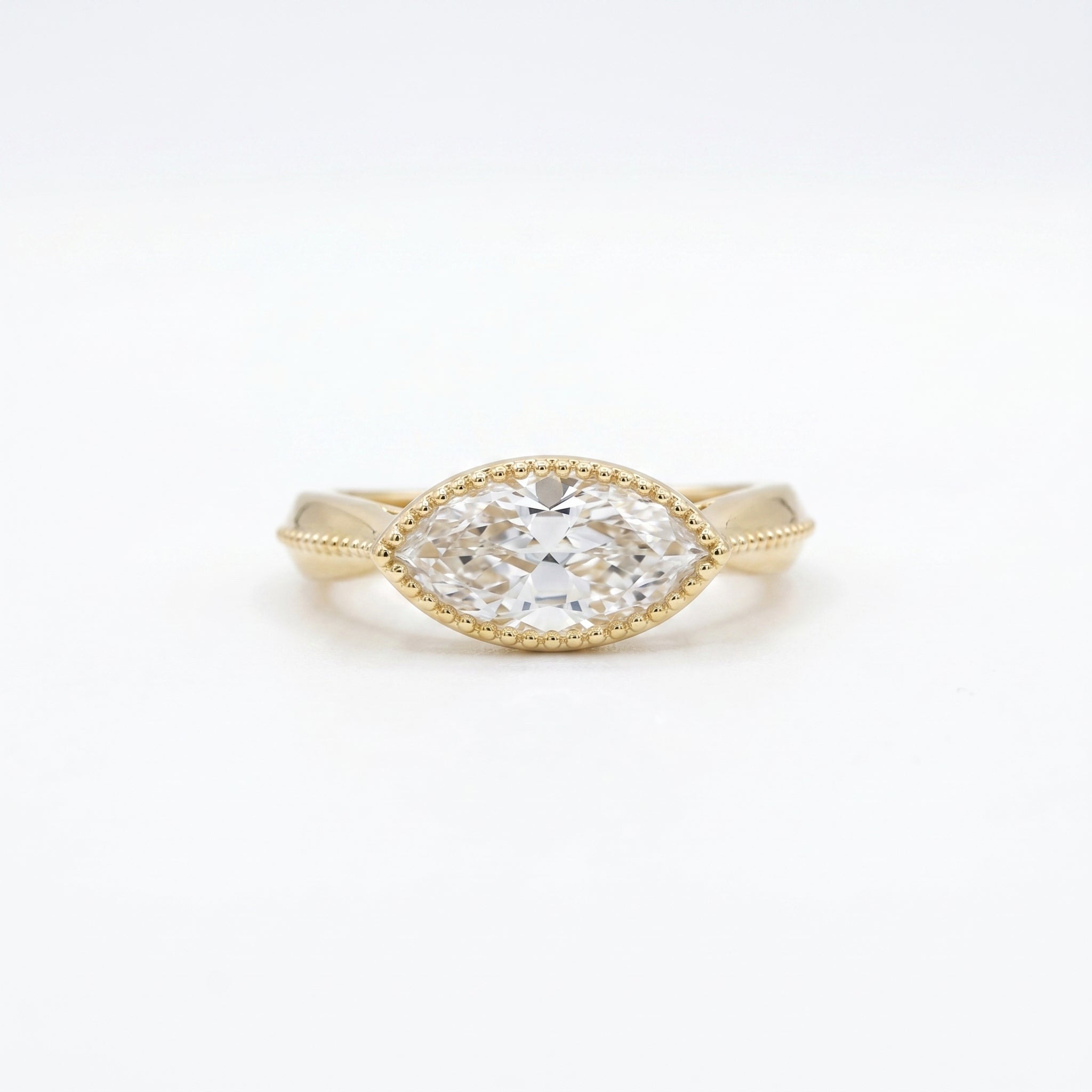 Gold Marquise Halo Ring