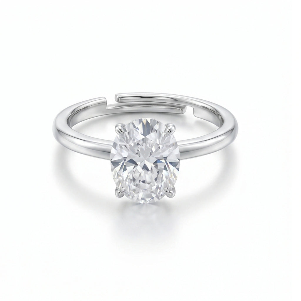Silver Oval Solitaire Ring