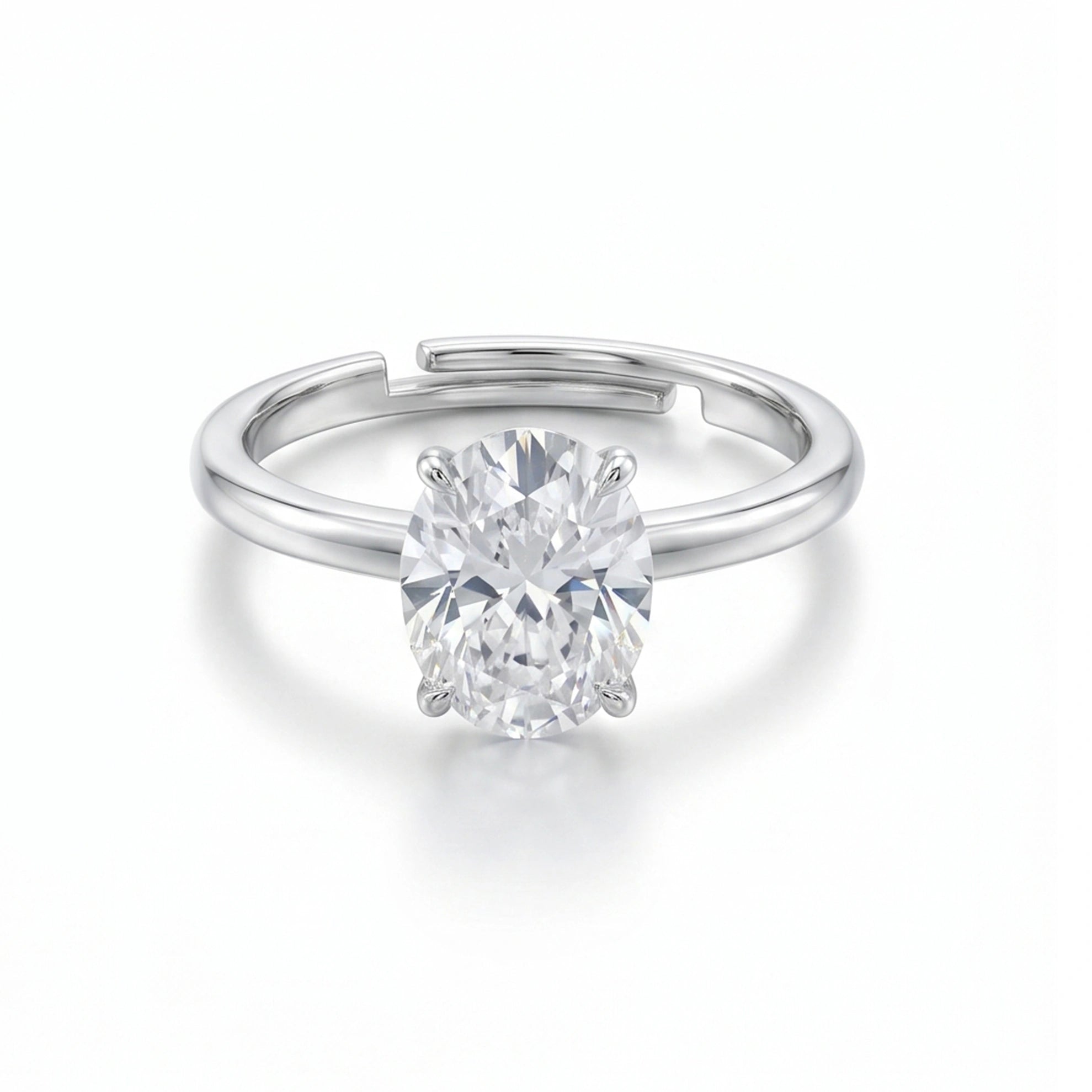 Silver Oval Solitaire Ring