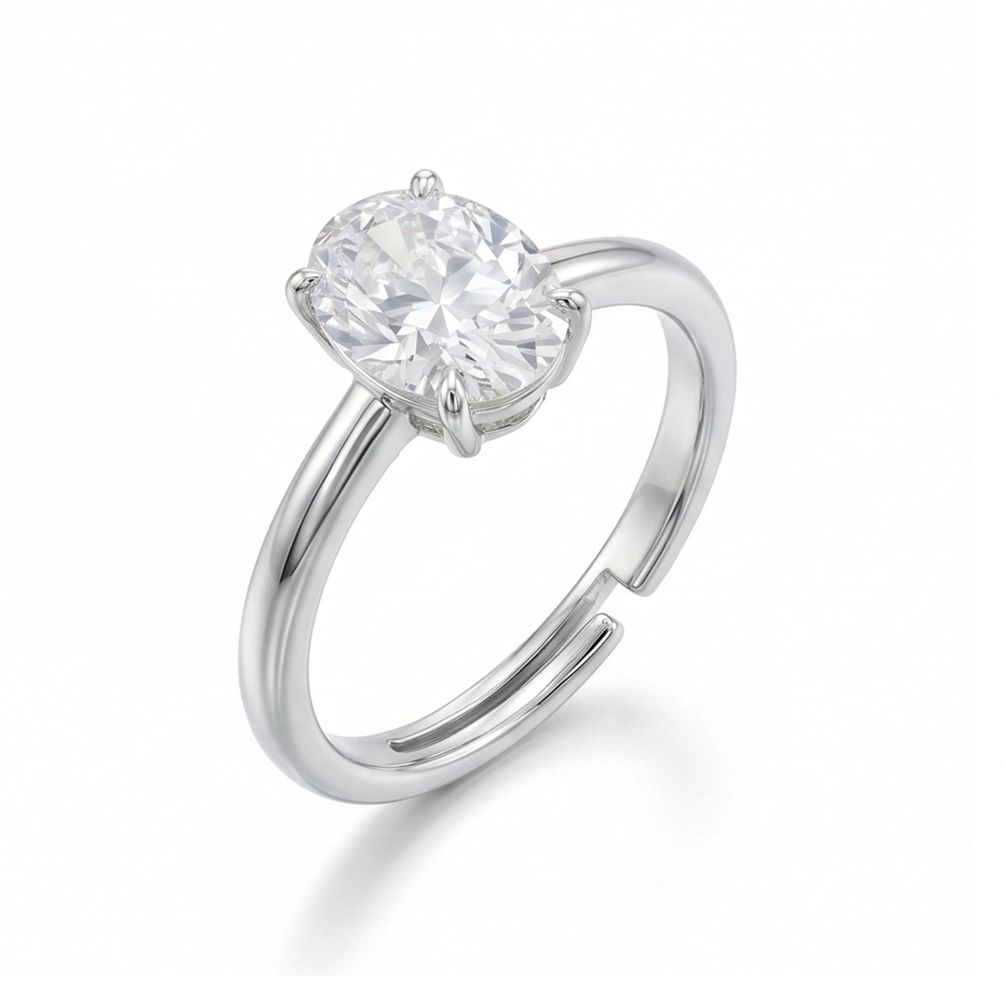 Silver Oval Solitaire Ring