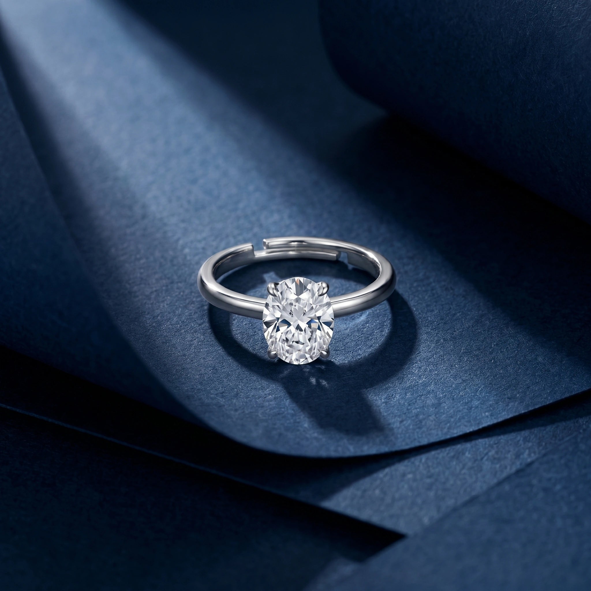 Silver Oval Solitaire Ring