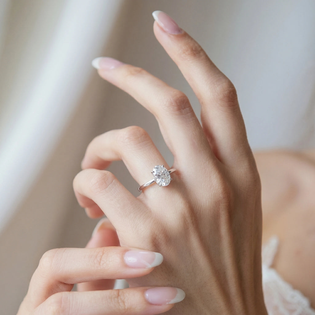 Silver Oval Solitaire Ring