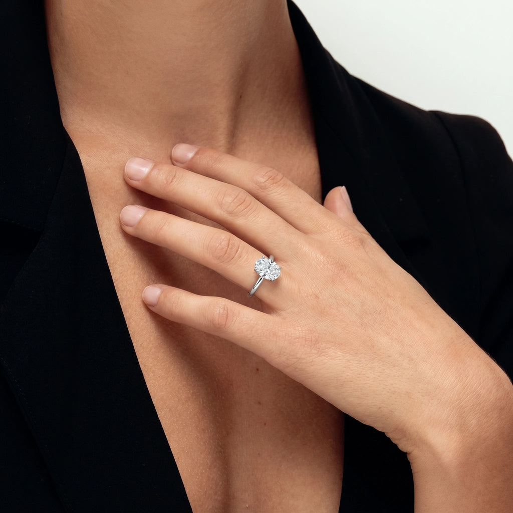 Silver Oval Solitaire Ring