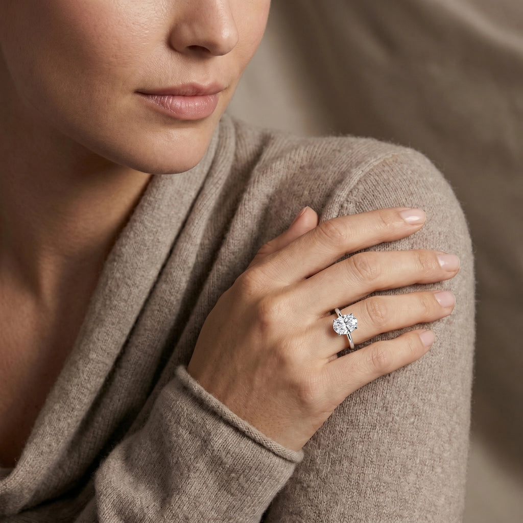 Silver Oval Solitaire Ring