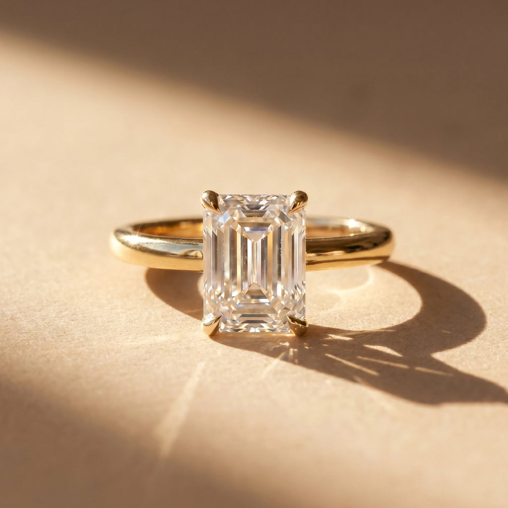 Gold Emerald Prism Ring