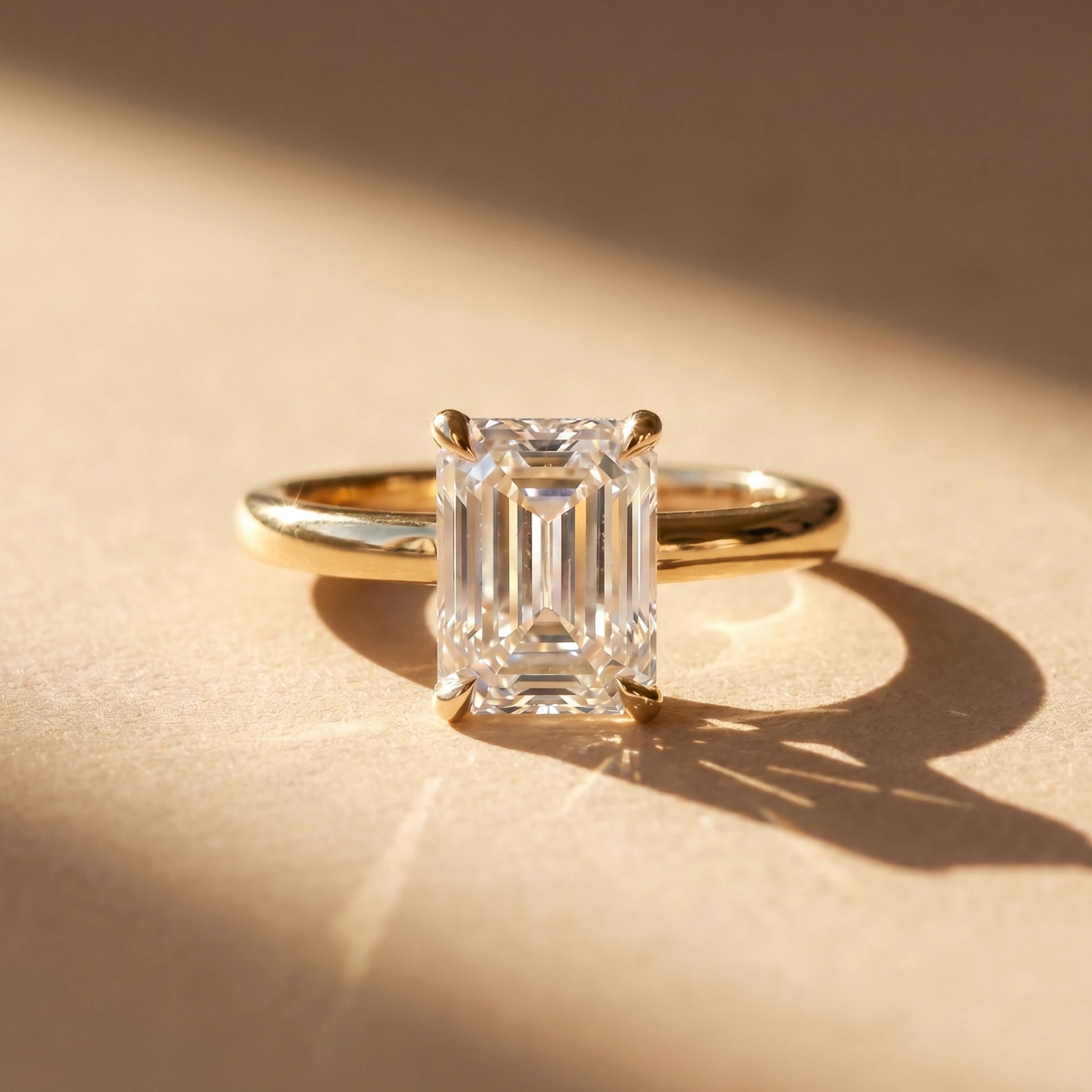 Gold Emerald Prism Ring