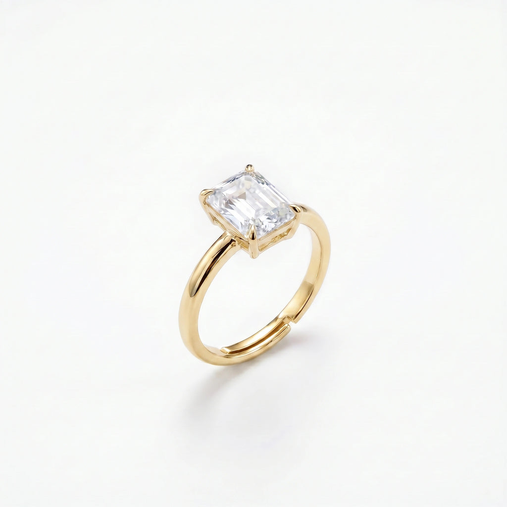 Gold Emerald Prism Ring