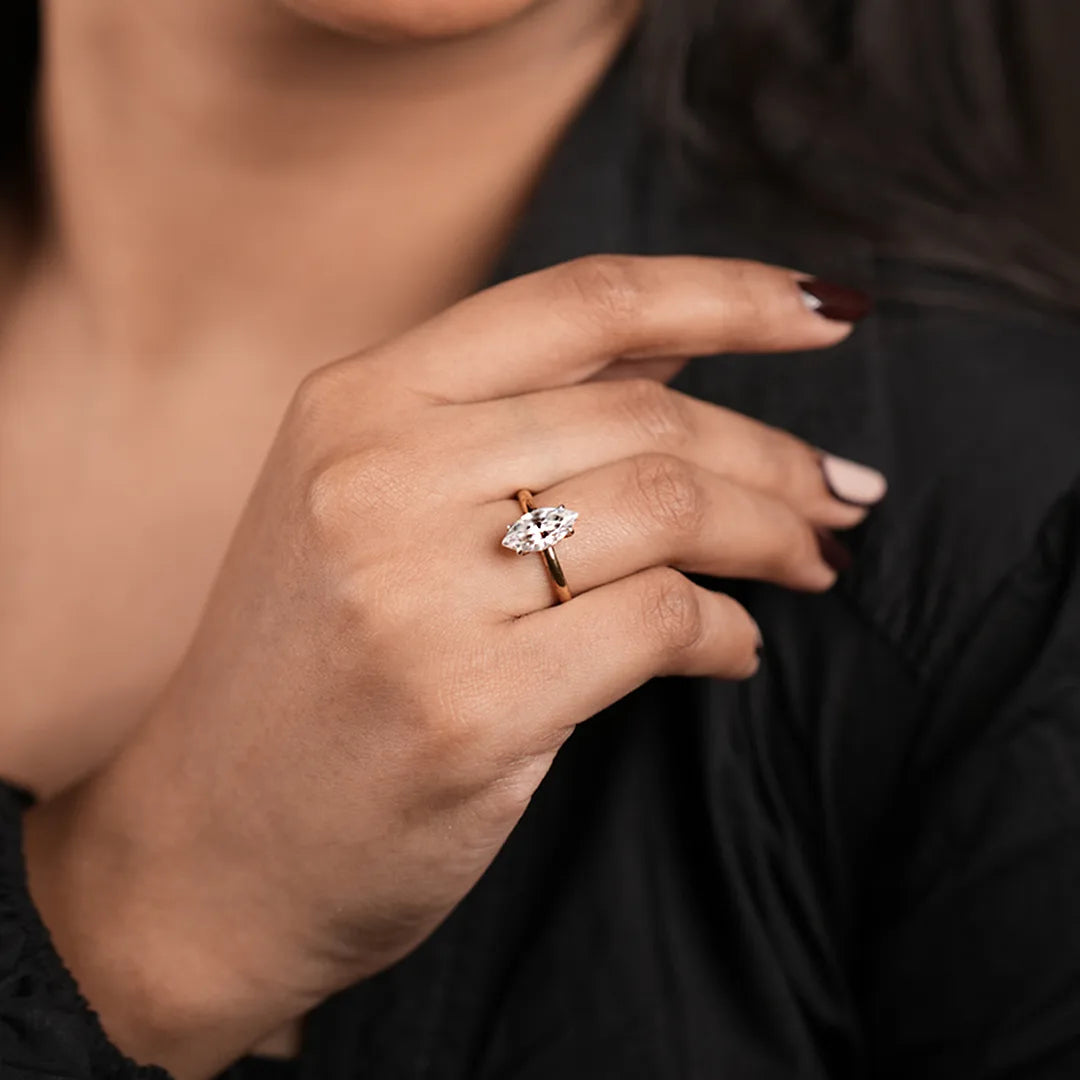 Marquise Solitaire 18KT Gold Plated Ring