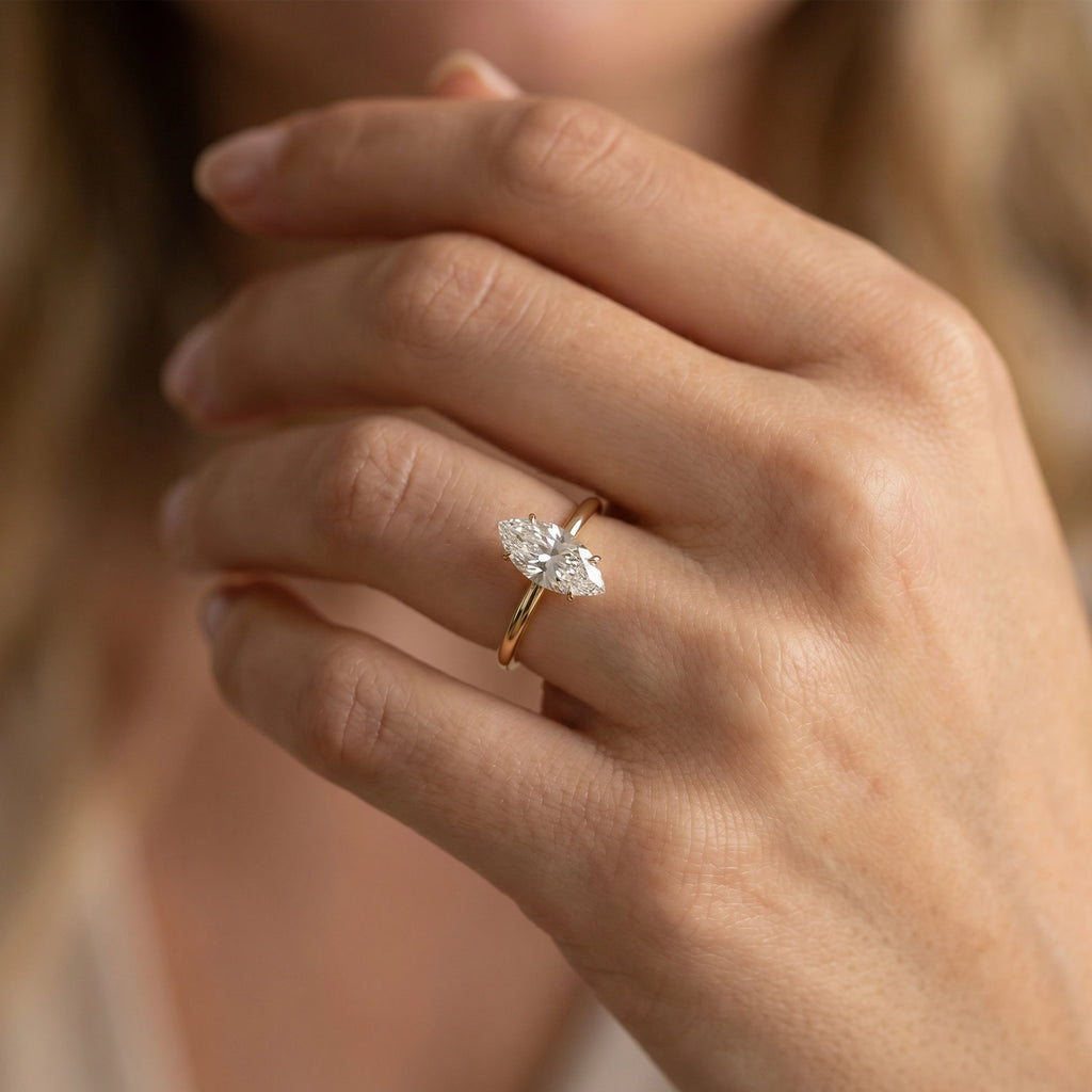 Marquise Solitaire 18KT Gold Plated Ring