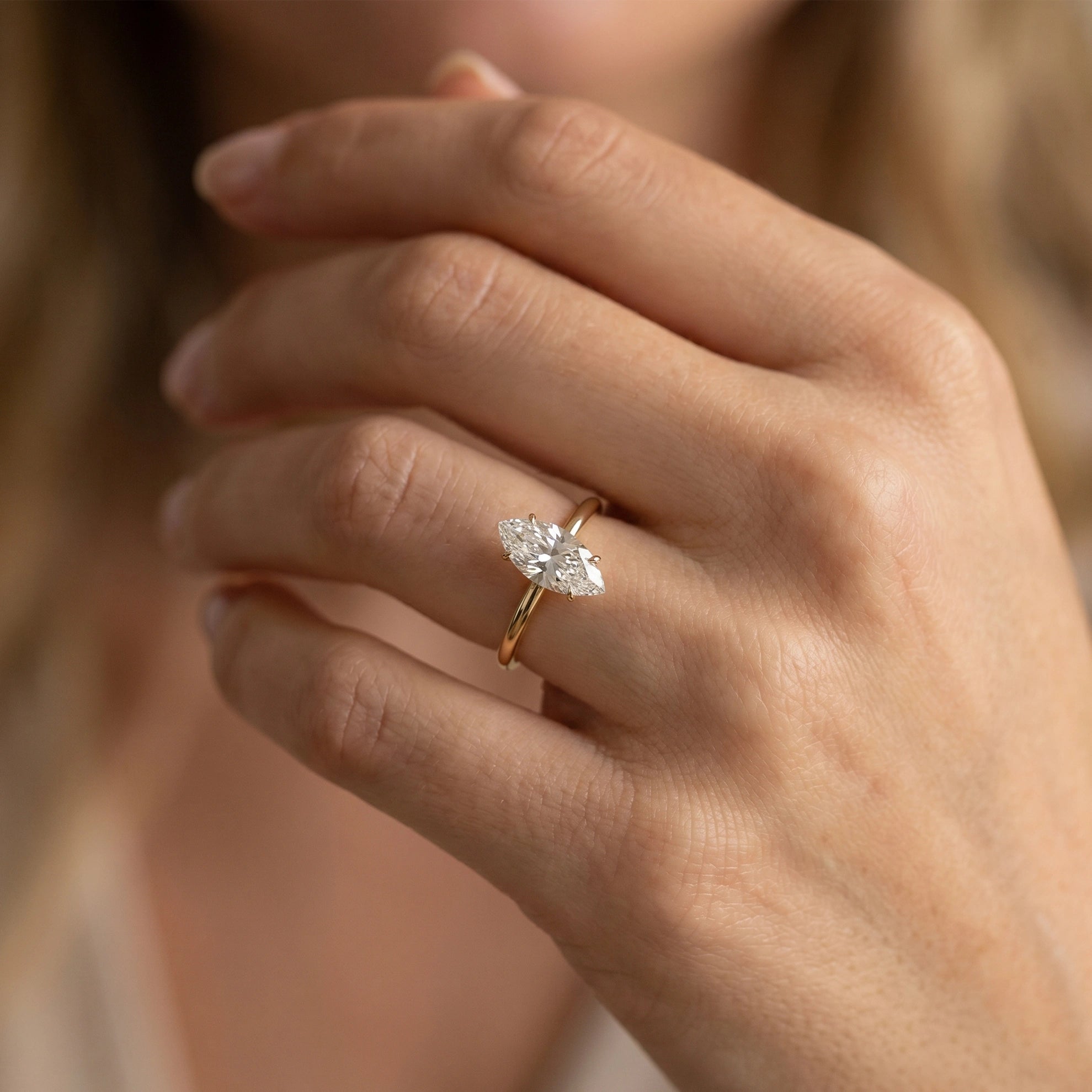 Marquise Solitaire 18KT Gold Plated Ring