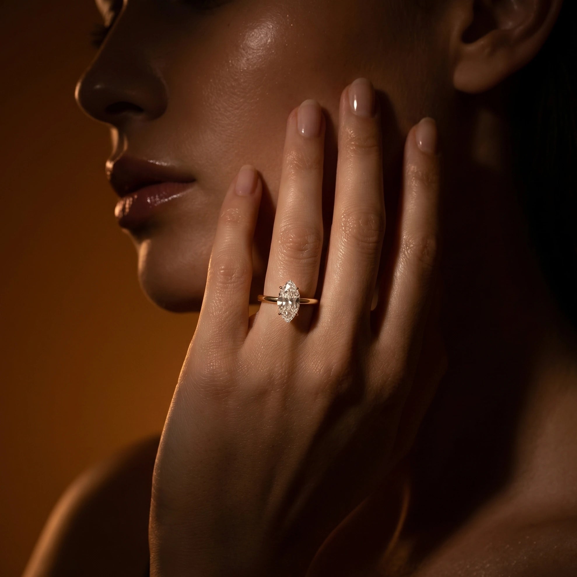 Marquise Solitaire 18KT Gold Plated Ring