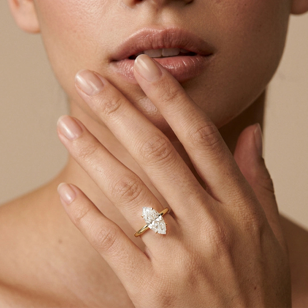 Marquise Solitaire 18KT Gold Plated Ring