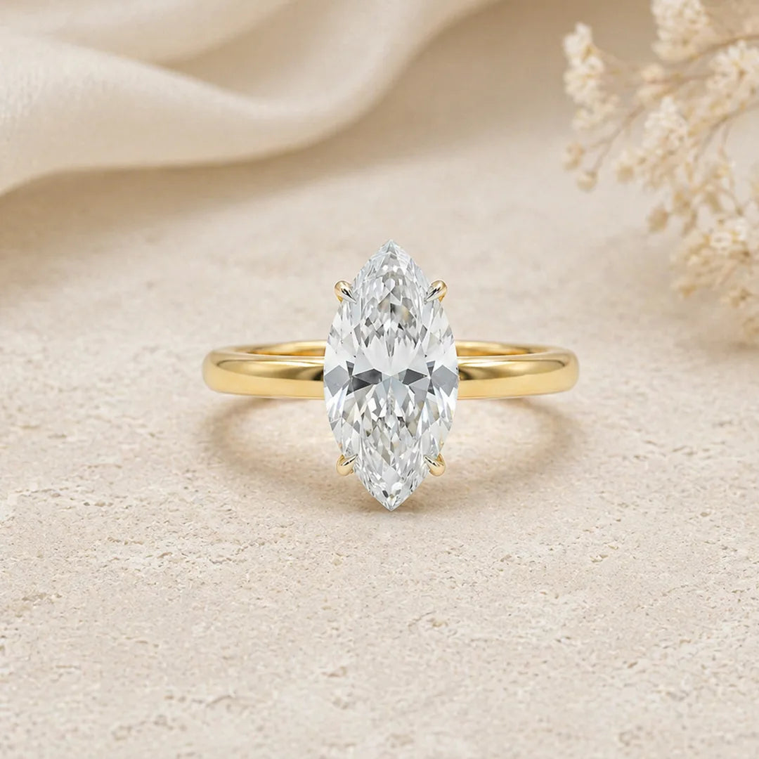 Marquise Solitaire 18KT Gold Plated Ring