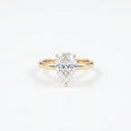 Gold Pear Solitaire Ring