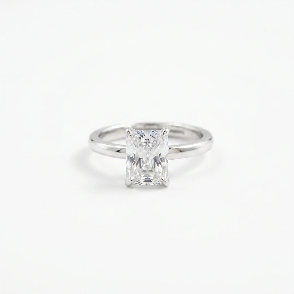 Silver Radiant Solitaire Ring