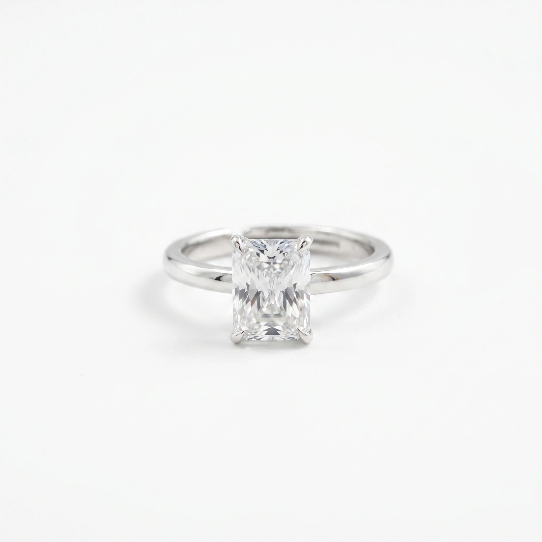 Silver Radiant Solitaire Ring