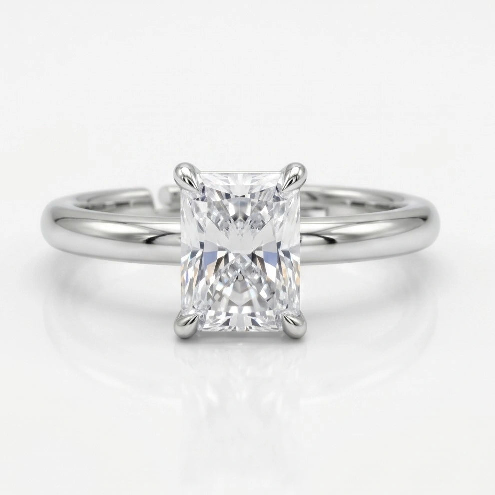 Silver Radiant Solitaire Ring