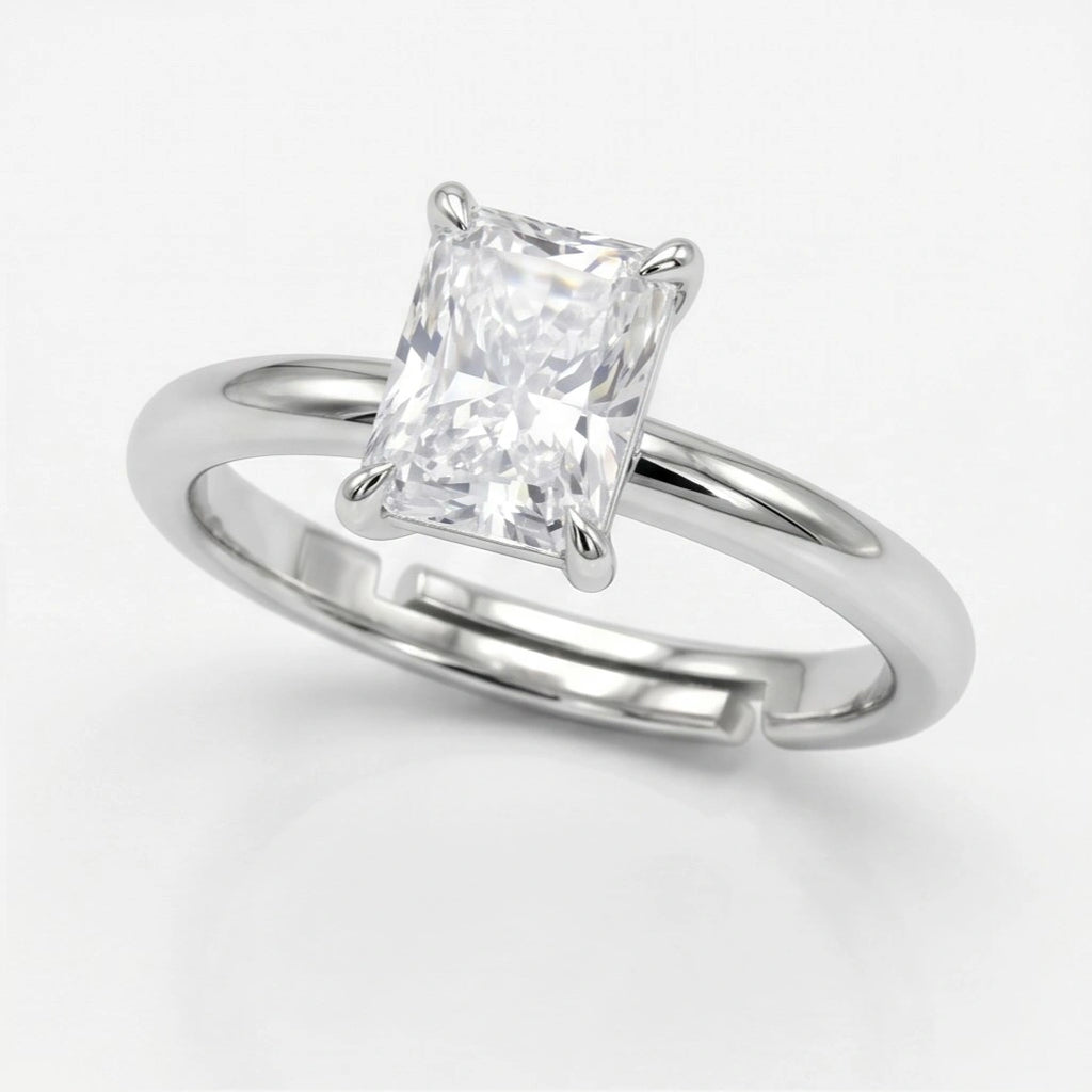 Silver Radiant Solitaire Ring