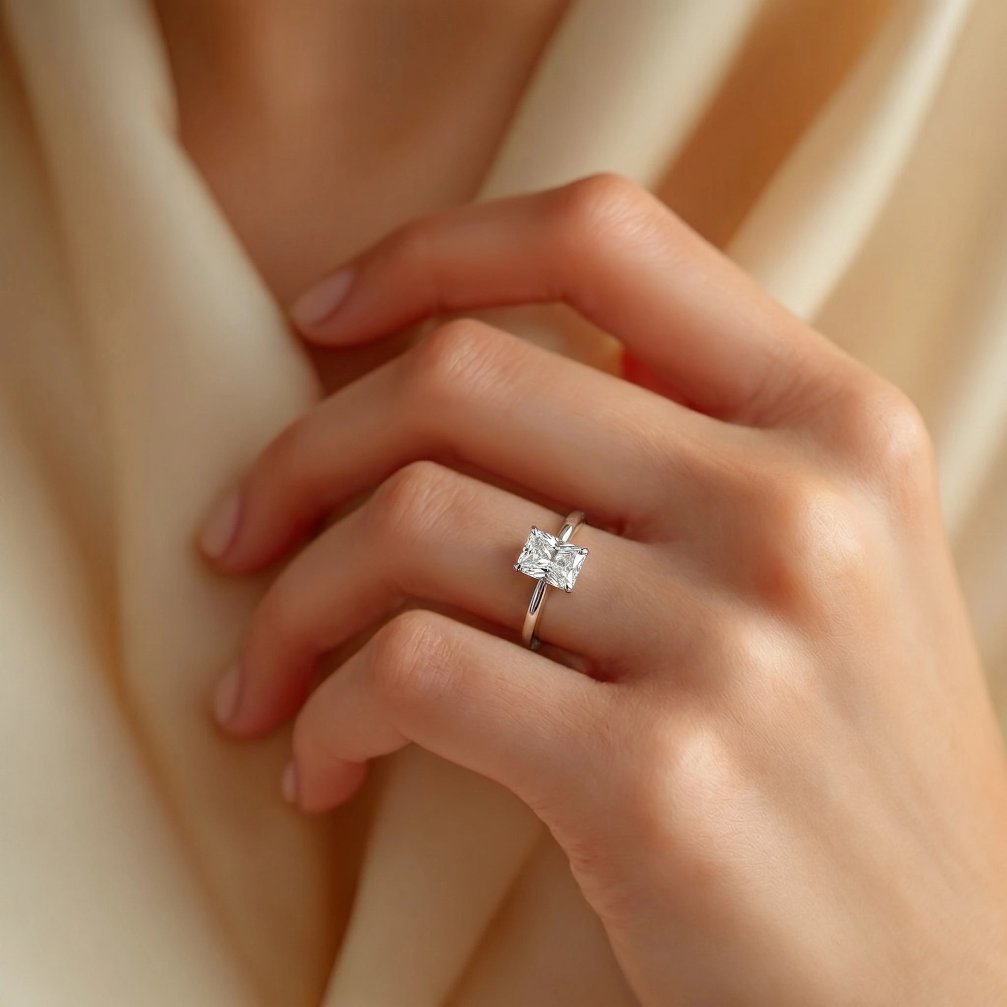Silver Radiant Solitaire Ring