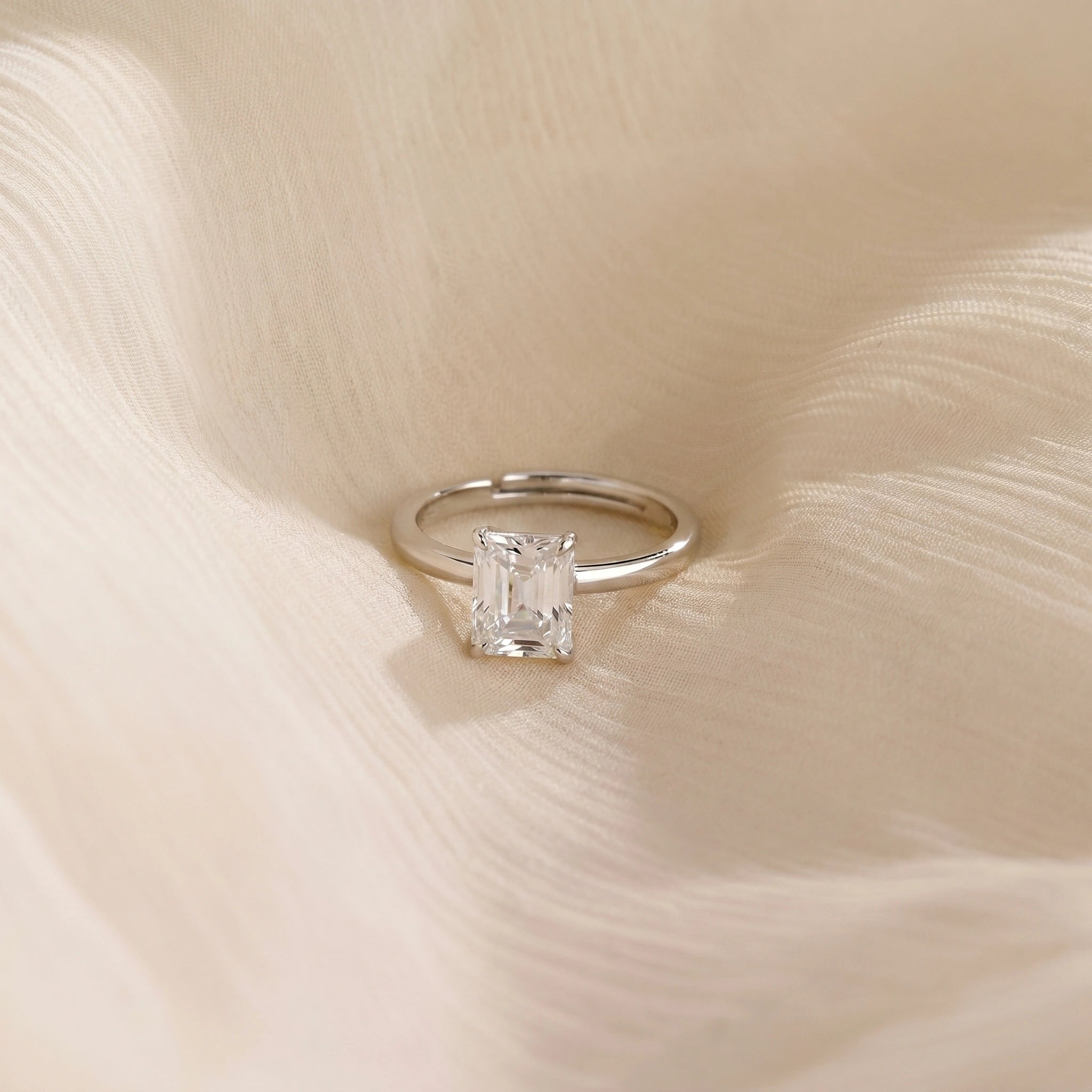 Silver Radiant Solitaire Ring