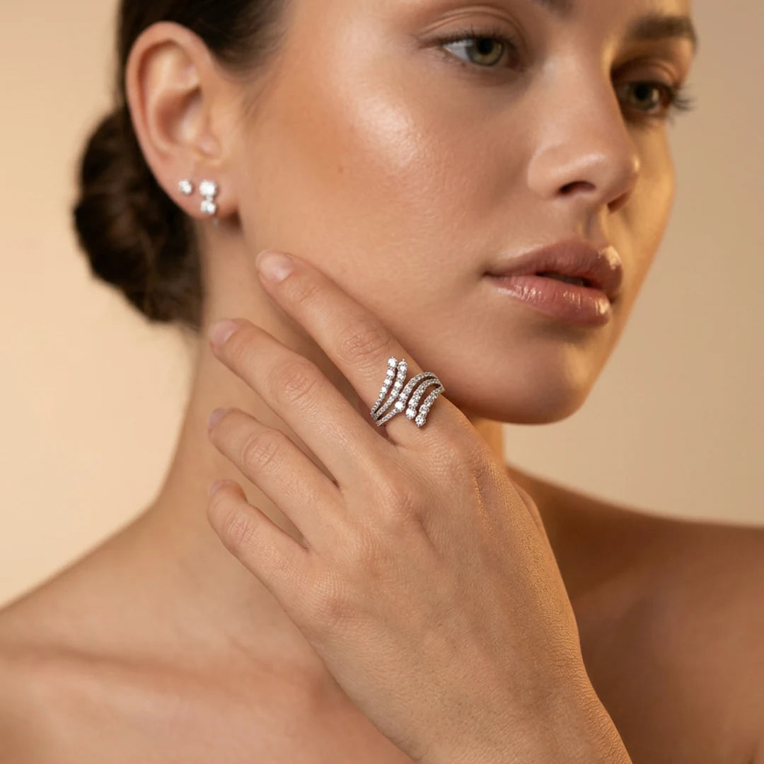 Silver Multi Row Wave Ring